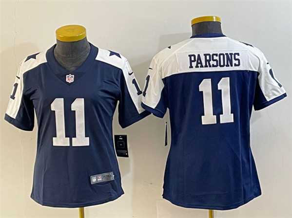 Women%27s Dallas Cowboys #11 Micah Parsons Navy White Vapor Untouchable Limited Stitched Jersey(Run Small)->women nfl jersey->Women Jersey